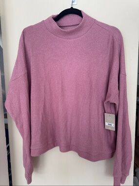 Lucky Brand Ribbed Mock Neck Sweater - Mauve Pink